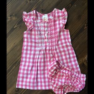 Dress and bloomer set pink white check